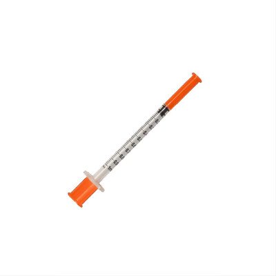 Insulininis švirkštas, U100, su integruota adata, 0,3 x 12 mm, 30G x 1/2" 100vnt., 1 ml
