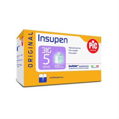 INSUPEN ORIGINAL, adata, insulino švirkštimo priemonė, 31Gx, 100 vnt., 5 mm