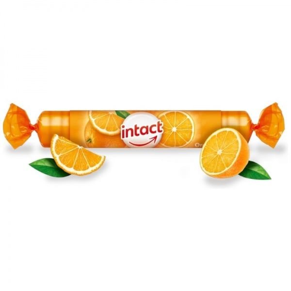 INTACT gliukozė TRAUBENZUCKER, apelsinų skonio, 40 g