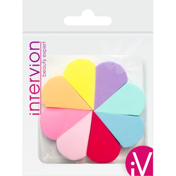 INTERVION makiažo kempinėlės RAINBOW, 8 vnt