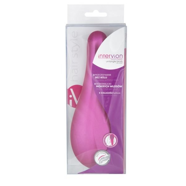 INTERVION neskaidrus plaukų šepetys SOFT TOUCH, įvairių spalvų, 1 vnt