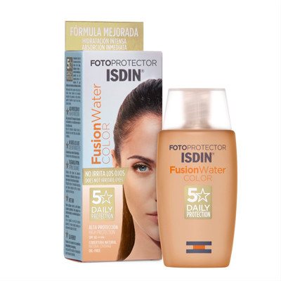 ISDIN FOTOPROTECTOR FUSION WATER COLOR LIGHT, apsauginė veido emulsija nuo saulės su spalva SPF50, 50 ml