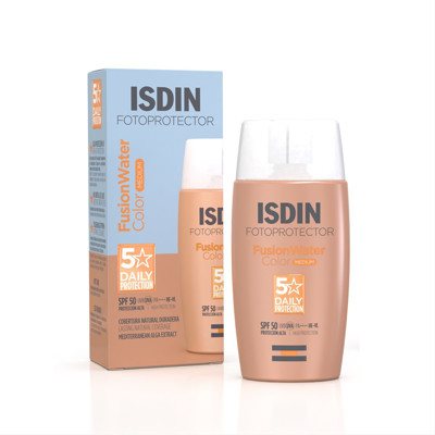 ISDIN FOTOPROTECTOR FUSION WATER COLOR MEDIUM, apsauginė veido emulsija nuo saulės su spalva SPF50, 50 ml