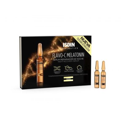 ISDIN odą regeneruojančios naktinės ampulės FLAVO-C MELATONIN, 10 x 2 ml