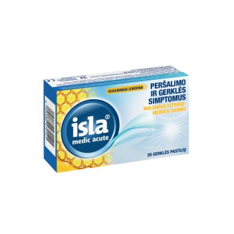 ISLA MEDIC ACUTE, citrusų-medaus skonio, nuo ., 20 pastilių, 6 m
