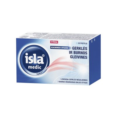 ISLA Medic Hydro+ pastilės gerklei N20