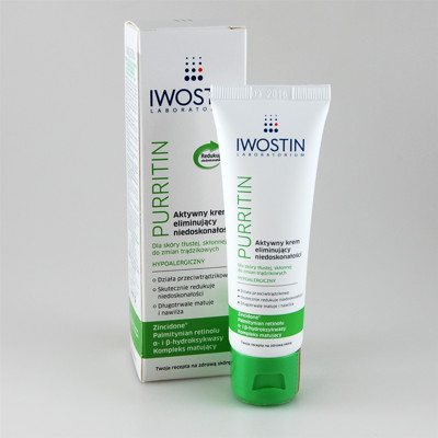 IWOSTIN PURRITIN, aktyviai veikiantis ir odos trūkumus mažinantis kremas, 40 ml
