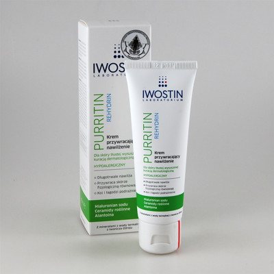 IWOSTIN PURRITIN REHYDRIN, natūralų drėgnumą atstatantis kremas, 40 ml