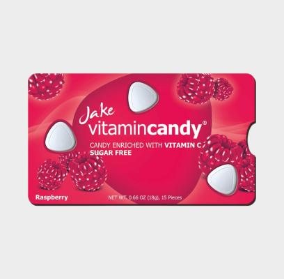 JAKE VITAMINCANDY aviečių skonio pastilės su vitaminu C, 18 g