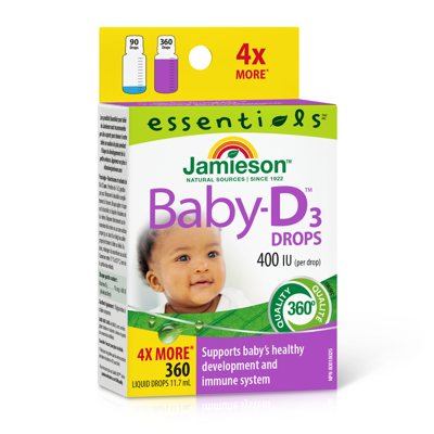 JAMIESON BABY-D, vitaminas D3, 400 TV (10 mcg), lašai kūdikiams, 11.4 ml