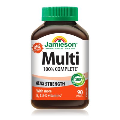 JAMIESON MULTI 100 Vitaminų ir mineralų kompleksas Max Strength, 90 tabl.