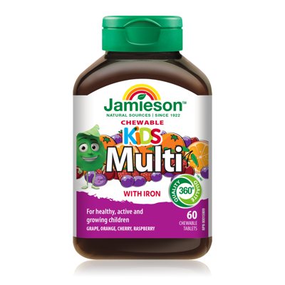 JAMIESON, Multi vitaminai vaikams su geležimi, 60 kramtomųjų tablečių