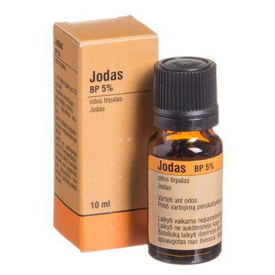 JODAS BP 5%, odos tirpalas, 10 ml