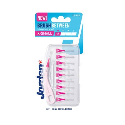 JORDAN BRUSH BETWEEN XS, dantų šepetėlis tarpdančiams, 10 vnt., 0.4 mm