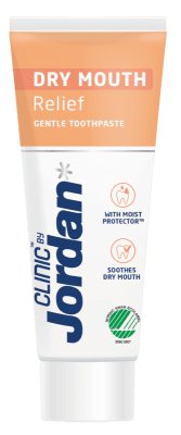 JORDAN Clinic Dry Mouth Relief - dantų pasta burnos gleivinės komforto palaikymui, 75 ml