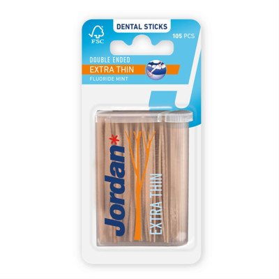 JORDAN D.K. EXTRA THIN, dantų krapštukai, mėtų skonio, 105 vnt