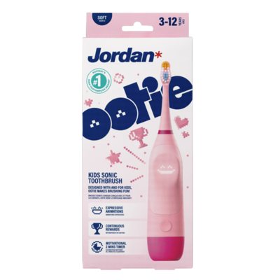 JORDAN, OOTIE, elektrinis dantų šepetėlis vaikams, rožinis, 1 vnt