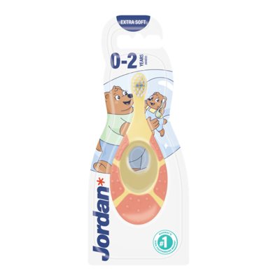 JORDAN SUPER SOFT STEP 1, dantų šepetėlis - kramtukas kūdikiams, 0, 2 m