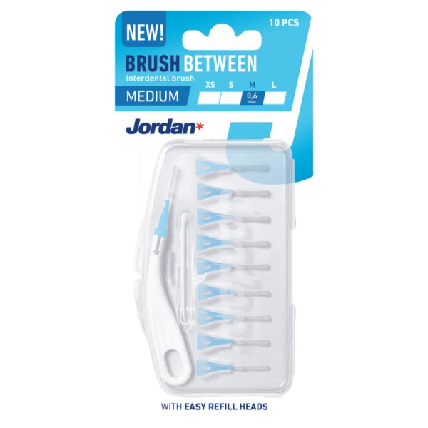 JORDAN tarpdančių šepetėliai BRUSH BETWEEN M, 10 vnt., 0.6 mm