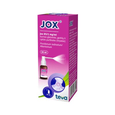 Jox 85/1 mg/ml burnos gleivinės, gerklų ir ryklės purškalas, 30 ml
