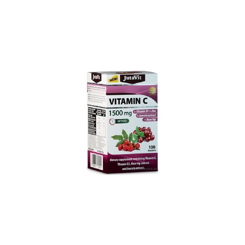 JUTAVIT Vit. C 1500 mg +Vit.D3 + Cinkas + Erškėtuogė + Acerola tab. N100