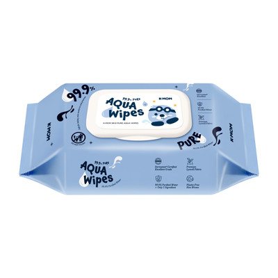 K-MOM 99.9% Pure Aqua Wipes drėgnos servetėlės, 60 vnt