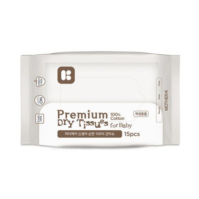 K-MOM PREMIUM klasės Sausos Servetėlės, Medvilnė, 15 vnt