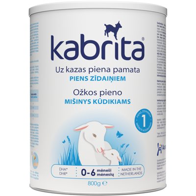 KABRITA® 1 (0 – 6 mėn) Pradinis adaptuotas ožkos pieno mišinys, padedantis palaikyti normalią viškinimo sistemos funkciją. ., 800 g