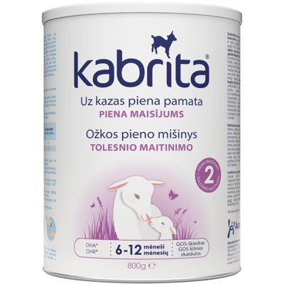 KABRITA® 2 (nuo 6-12 mėn) Tolesnio maitinimo adaptuotas ožkos pieno mišinys, padedantis palaikyti normalią viškinimo sistemos funkciją. ., 800 g