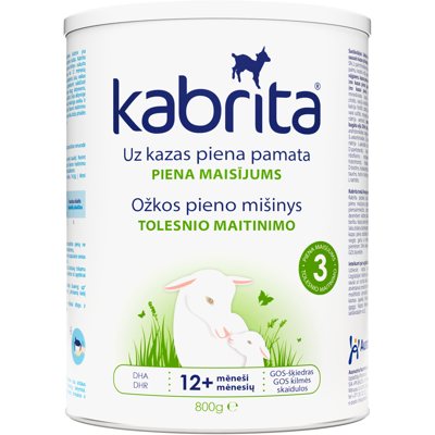 KABRITA® 3 (nuo 12 mėn) Ožkos pieno miltelių gėrimas, skirtas vyresniems nei vieneri metai vaikams. ., 800 g