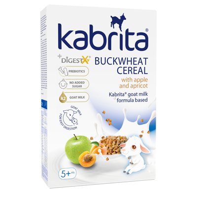 Kabrita® grikių košė su obuoliais, abrikosais, ir ožkos pieno mišiniu, kūdikiams nuo 5 mėn, 180 g