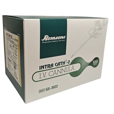 Kateteris intraveninis, geltonas, 100 vnt., 24 g