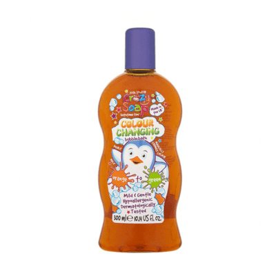 KIDS STUFF iš oranžinės į žalią spalvą keičiantis vonios skystis CRAZY COLOUR CHANGING ORANGE TO GREEN, 300 ml