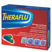 Kietosios kapsulės nuo peršalimo THERAFLU 500 mg + 6,1 mg + 100 mg, 16 vnt