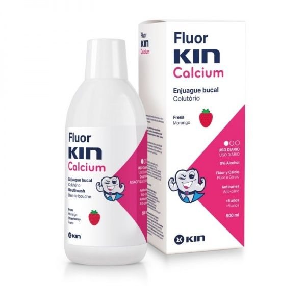 KIN burnos skalavimo skystis FLUOR CALCIUM, 500 ml