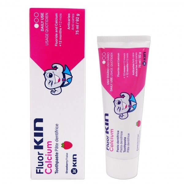 KIN dantų pasta vaikams FLUOR CALCIUM, 75 ml