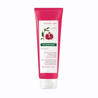 KLORANE nenuplaunamas plaukų kremas dažytiems plaukams su granatų ekstraktu Pomegranate, 125 ml