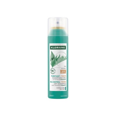 KLORANE, purškiamas sausas šampūnas su dilgėlių ekstraktu, natūralios spalvos, 150 ml