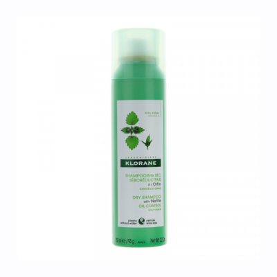 KLORANE sausas šampūnas riebiai galvos odai su dilgėlėmis Dry shampoo Nettle, 150 ml