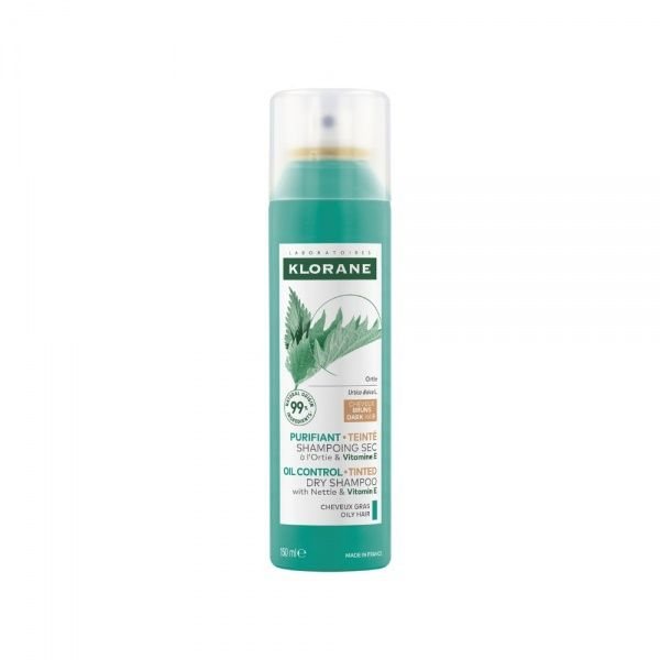 KLORANE sausas šampūnas su dilgelėmis, rudiems plaukams, 150 ml