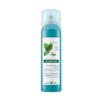 KLORANE sausas šampūnas su vandeninės mėtos ekstraktu, apsaugantis nuo kasdienės taršos, 150 ml