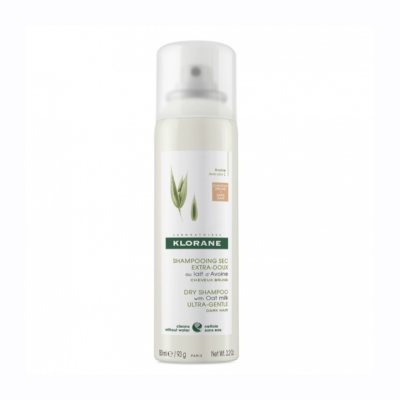 Klorane sausas šampūnas visų tipų plaukams su avižų pieneliu, rudiems/tamsiems plaukams, Dry shampoo OAT, 150 ml