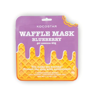 KOCOSTAR antioksiduojanti lakštinė veido kaukė WAFFLE BLUEBERRY, 40 g