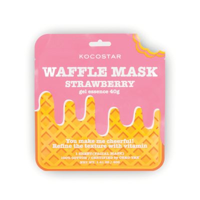 KOCOSTAR gaivinanti lakštinė veido kaukė WAFFLE STRAWBERRY, 40 g