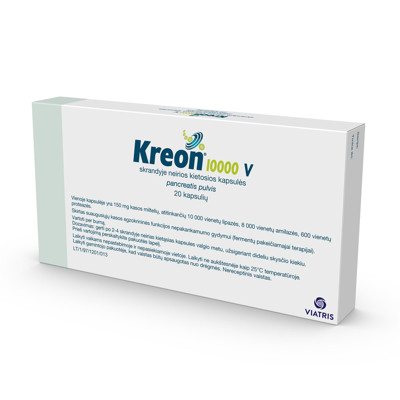 KREON, 10000 V, skrandyje neirios kietosios kapsulės, N20