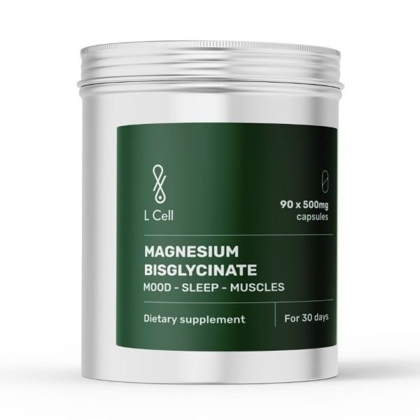 L CELL maisto papildas MAGNIO BISGLICINATAS 500 mg, 90 kaps.