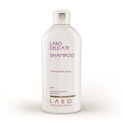 LABO DELICATE, šampūnas jautriai galvos odai su 3 hialurono rūgštimis, vyrams, 200 ml