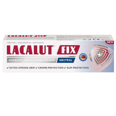 LACALUT FIX, Ypač stiprus fiksuojamasis kremas dantų protezams, neutralaus skonio, 40 g
