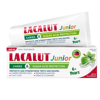 LACALUT JUNIOR, dantų pasta, 6+ metų vaikams, obuolių ir mėtų skonio, 55 ml