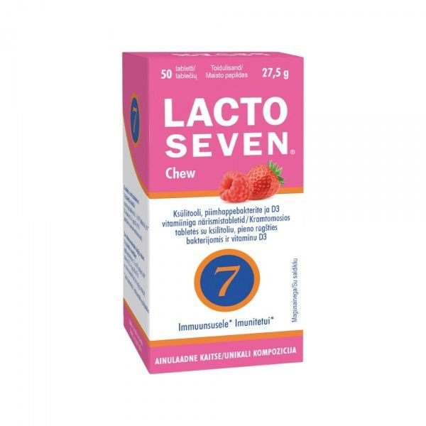 LACTO SEVEN maisto papildas CHEW, 50 kramtomųjų tab.